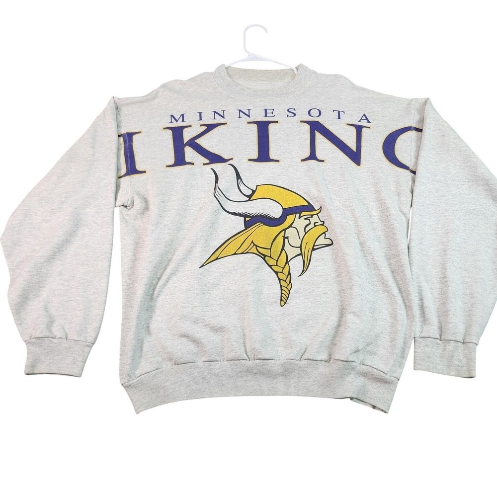 Vintage Minnesota Vikings Sweatshirt Heather Gray NFL Crewneck 90s Graphic 3406